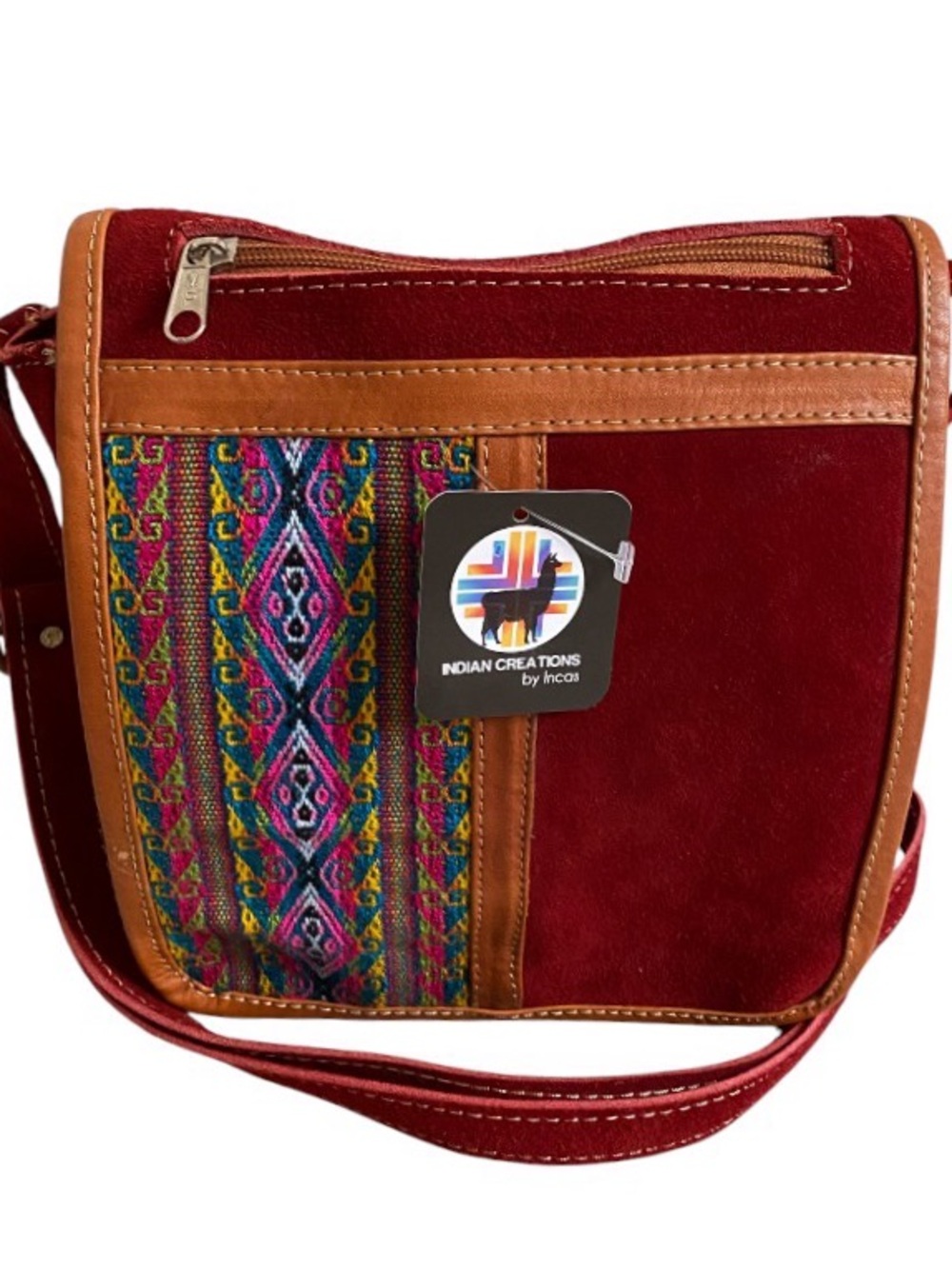 Indian creations by Incas suede crossbody bag